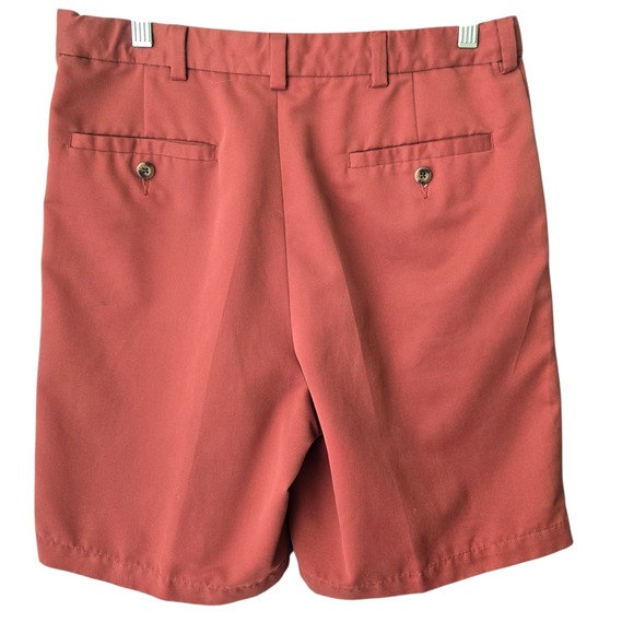 Haggar Generations Pleated Chino Shorts Men SZ 32 Rust Cotton Blend Relaxed Fit - Picture 7 of 11